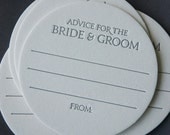 50 Advice for the BRIDE & GROOM Coasters, modern design (Letterpress printed, 3.5 inches circle), perfect for weddings