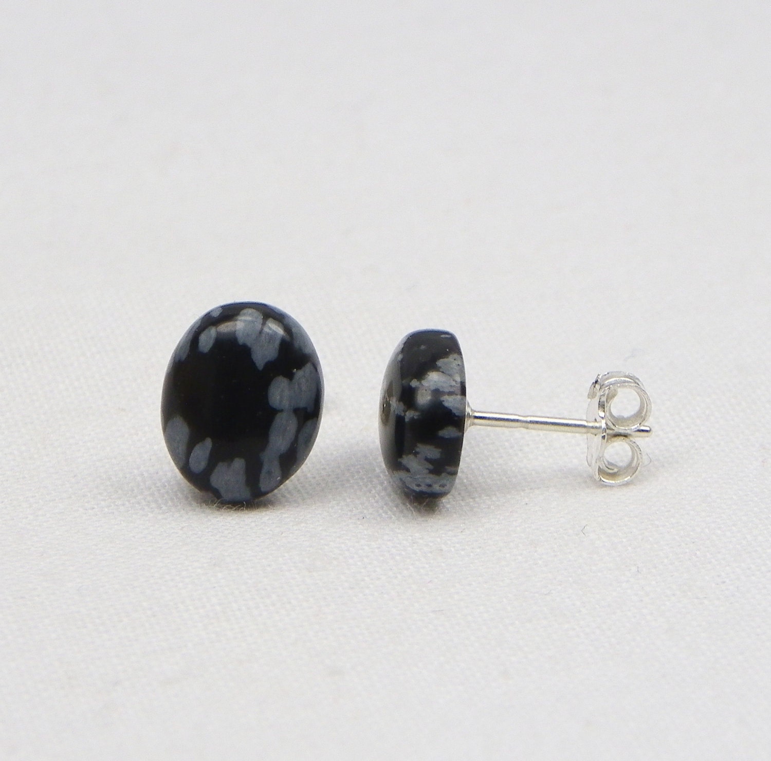 Snowflake Obsidian (10MM x 8MM) and Sterling Silver