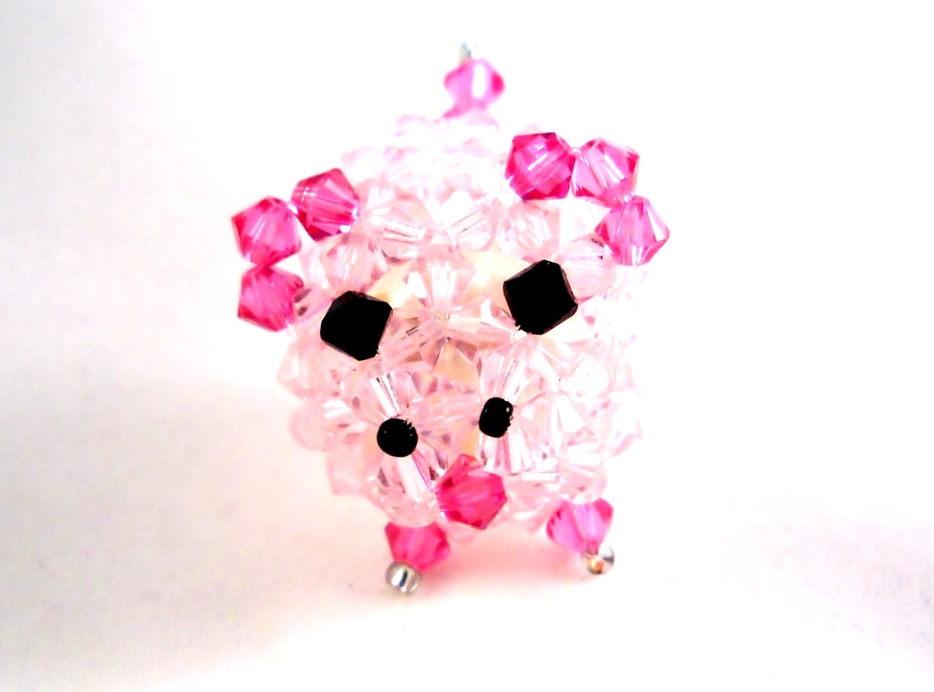 Pink Pig Miniature Figurine In Swarovski Crystals