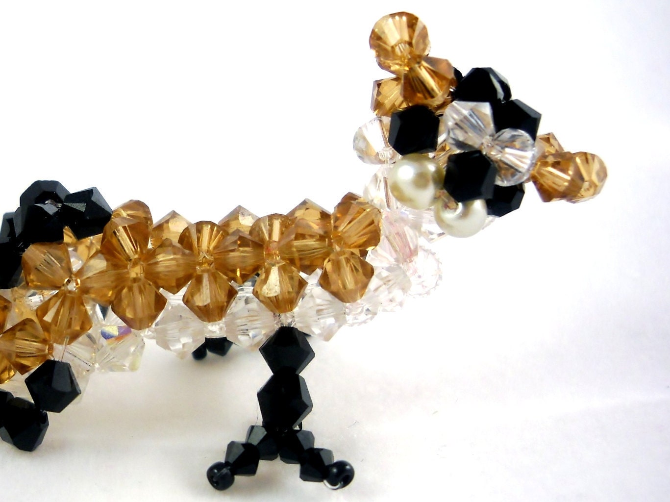 Ferret Figurine Swarovski Crystals Topaz Color