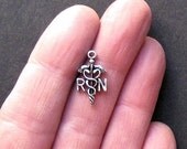 6 Nurse RN Charms Antique Tibetan Silver Tone - SC720