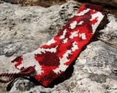 Tribal Beadwork cuff bracelet  Red chocolate brown white chunky cuff/ bracelet. Valentines day gift idea