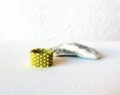 Yellow grey textured custom peyote band ring. urban chic modern  fashion jewelry  Mother Day gift idea