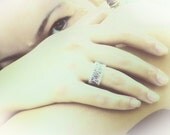 Enigma. Boho chic custom band ring purple rain silver trimming Fashion seed bead jewelry. gift idea tbteam