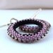 Dust pink black silver beadwork hoop earrings. Steampunk geometric seed beads jewelry Mothers day gift idea