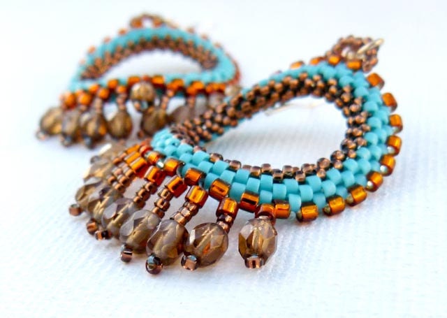 Pocahontas Turquoise bead woven Native American Beaded Chandelier Earrings. Southwestern jewelry  tribal tbteam