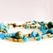 Turquoise jewelry multi strand bracelet. Blue brown gold bronze - earthy toned Summertime