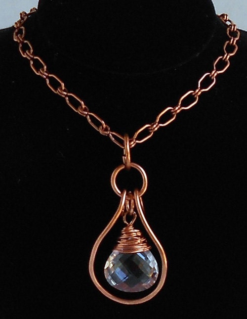 Copper Nrcklace, Copper and Pink Amethyst Necklace