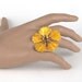 Mustard Yellow Flower Ring with Crystal Accents