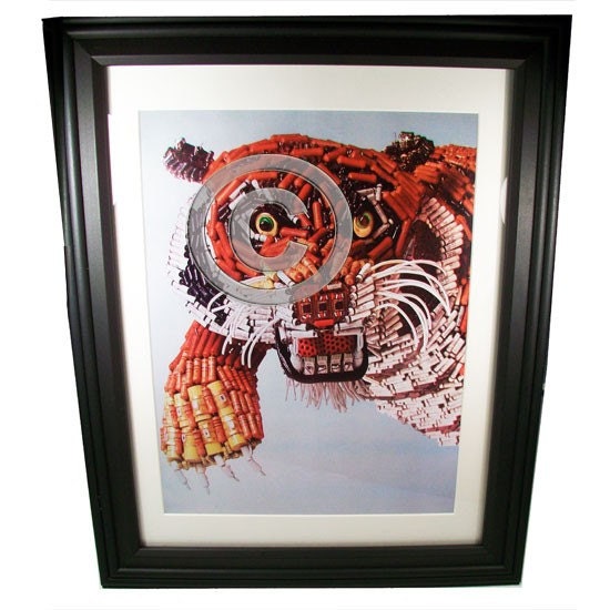 Are You a Tiger at Work... Bengal Tiger Fashioned from Computer Parts. Incredible Signed Photo Print.