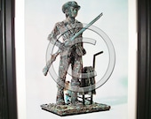Revolutionary War Minute Man Fashioned from Computer Parts. Signed Photo Print.