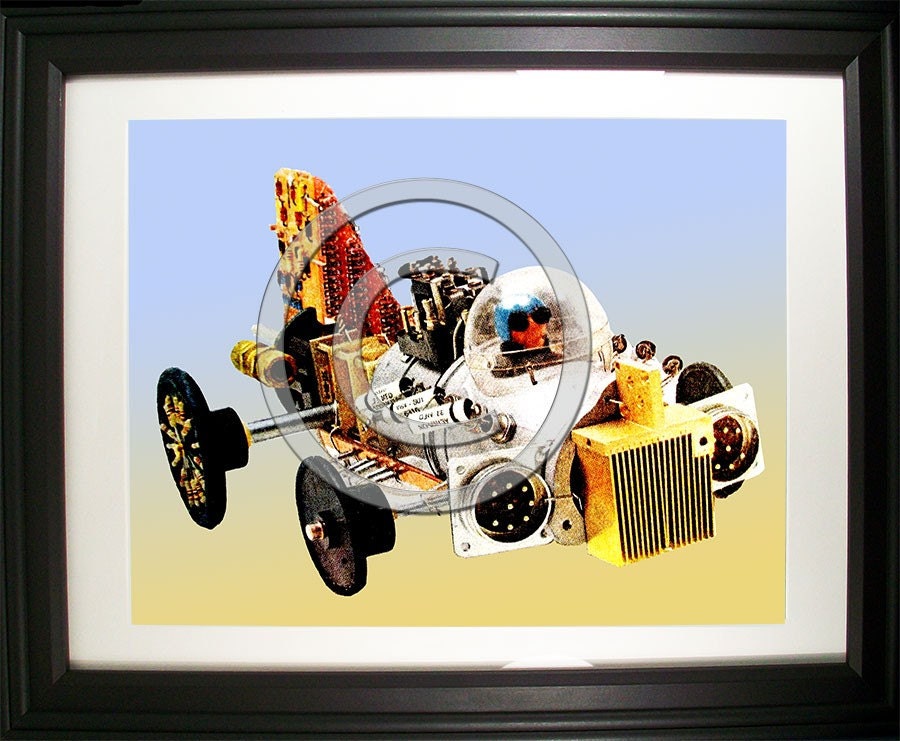 Racecar Fashioned from Computer Parts. Signed Photo Print.