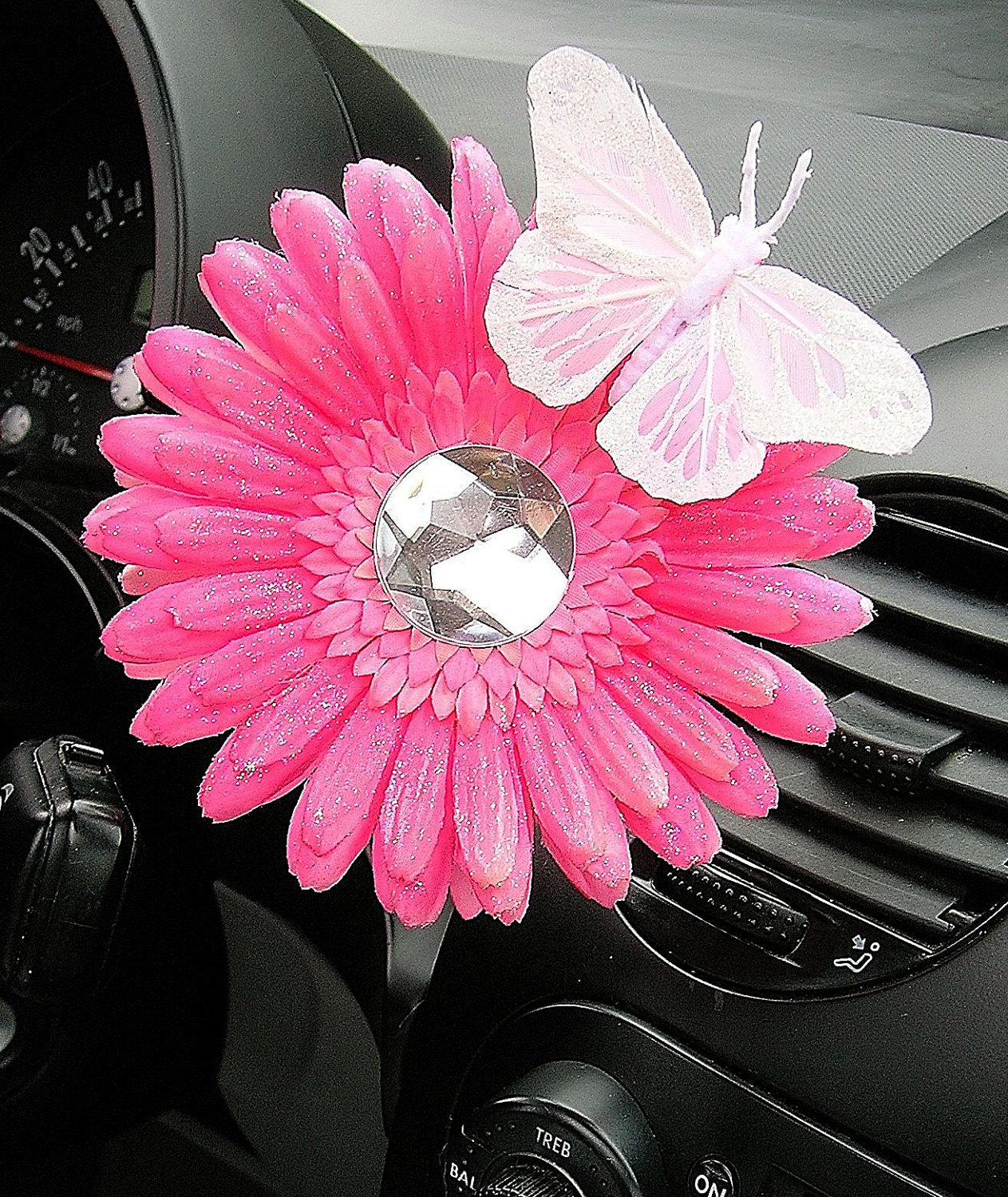 Vw Beetle Flower Pink Diamond Bling Daisy By Blingmybug On Etsy 