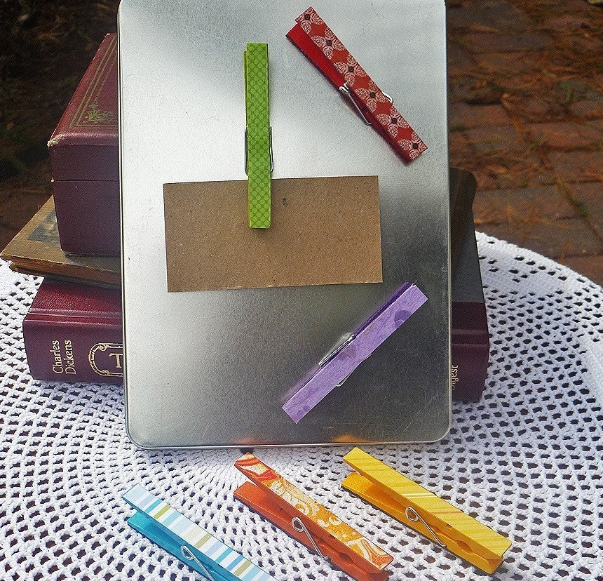 Magnetic Handpainted Wooden Clothespins in Rainbow Inspired Colors