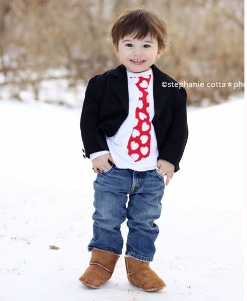 Red Heart Valentines Day Tie Shirt / Onesie