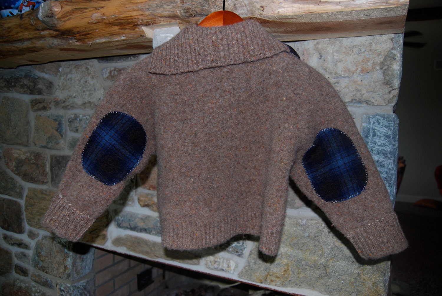 Wool Unisex Felted Child's Sweater with Einstein the Owl, Child's size 5-8