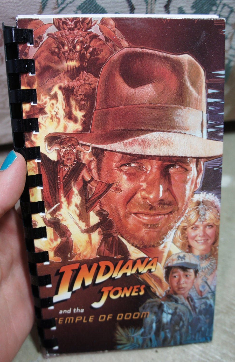 vintage recycled vhs INDIANA JONES and the temple of doom notebook journal