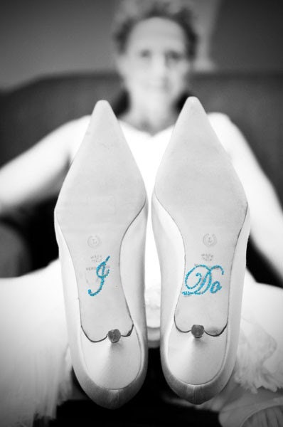 Wedding I DO Crystal Shoe Stickers in Blue with Diamond Wedding Ring for your Bridal Shoes