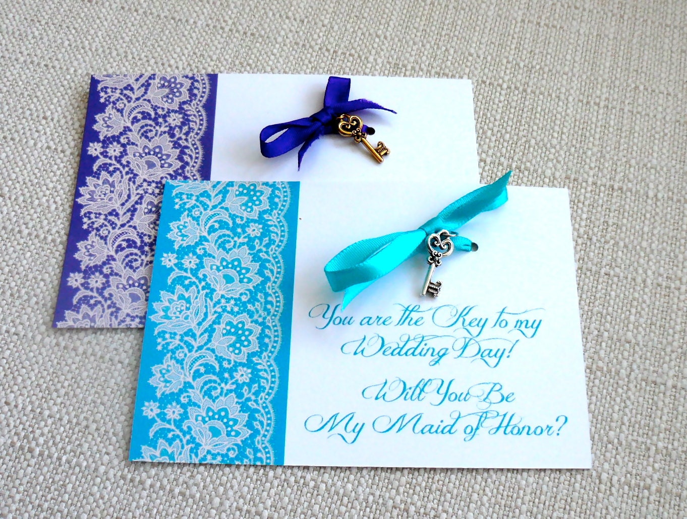 Will You Be My Maid of Honor, Matron of Honor Personalized Wedding Gift Charm Card