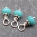 Wire Wrapped Dangles Turquoise Czech Glass with Petite Bead Caps