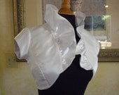 White Taffeta Ruffled Bolero with Cap sleeves
