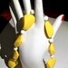 A Lovely Mod Bright Mustard Yellow White Celluloid Beaded Bauble Necklace