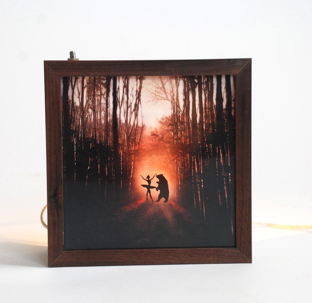 Pleasant dreams bear and ballerina light box(Made to order)