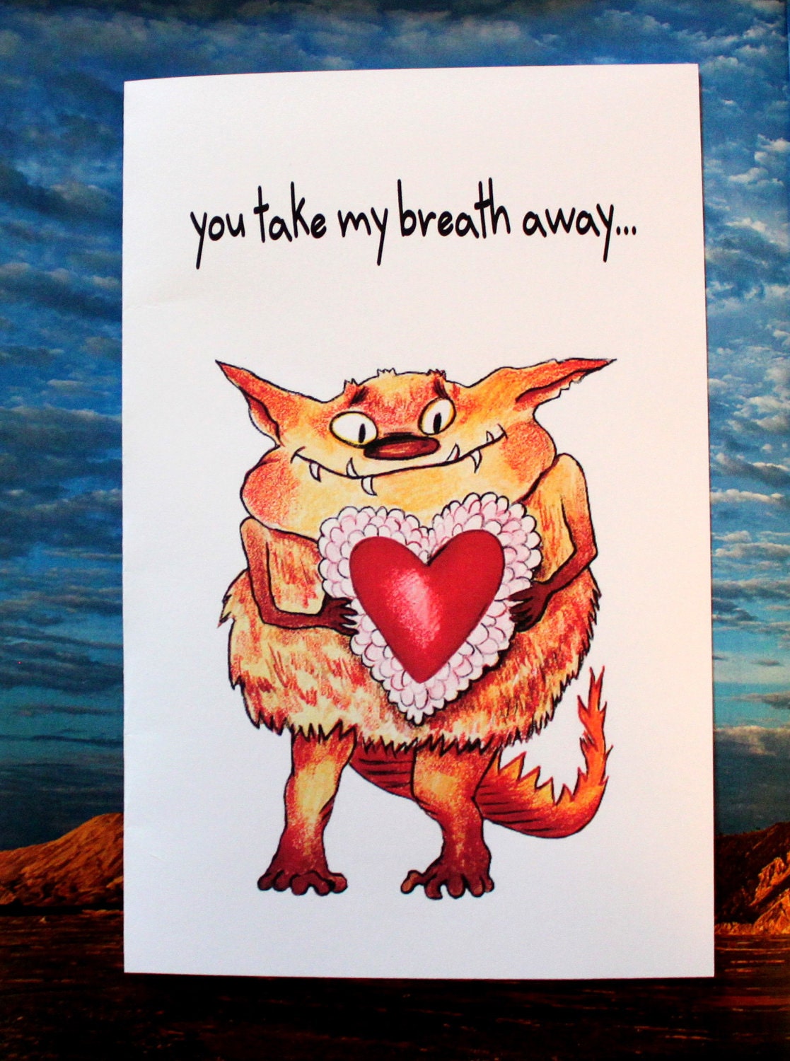 greeting card Tasmanian devil red lace heart-funny-sweetheart