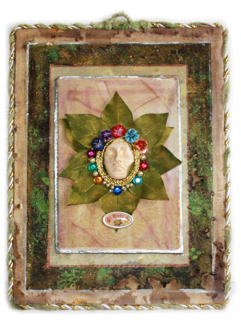 Woodland fine art wall hanging Hope mixed media original ooak