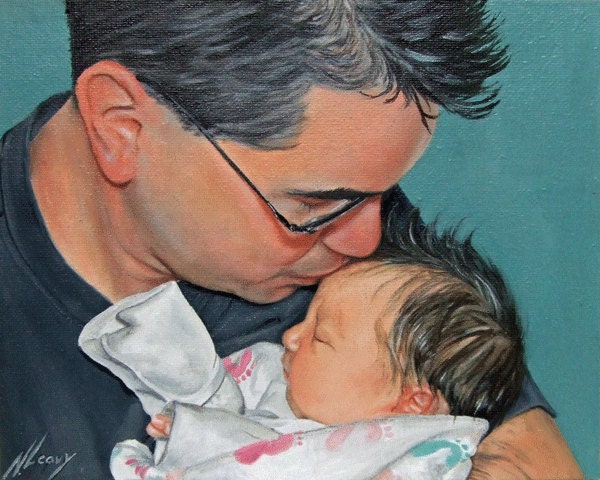 CUSTOM Oil Portrait on canvas 11" x 14" (2 subjects) Nursery, Wedding, Anniversary Gift