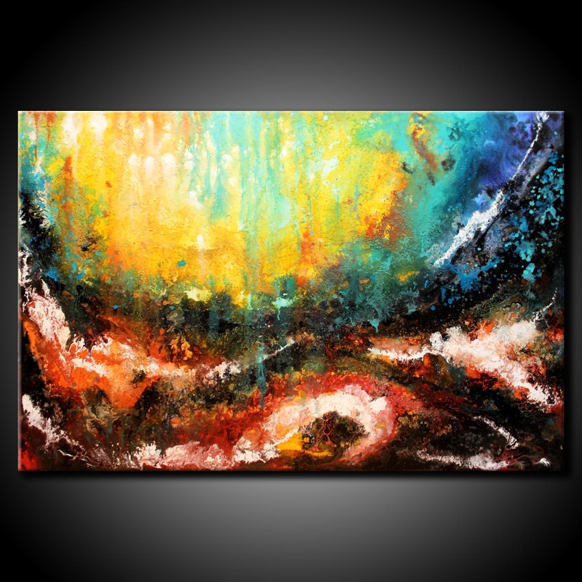 Abstract Painting Acrylic Original 24x36 Canvas Modern Colorful Contemporary Fine Art by Federico Farias.