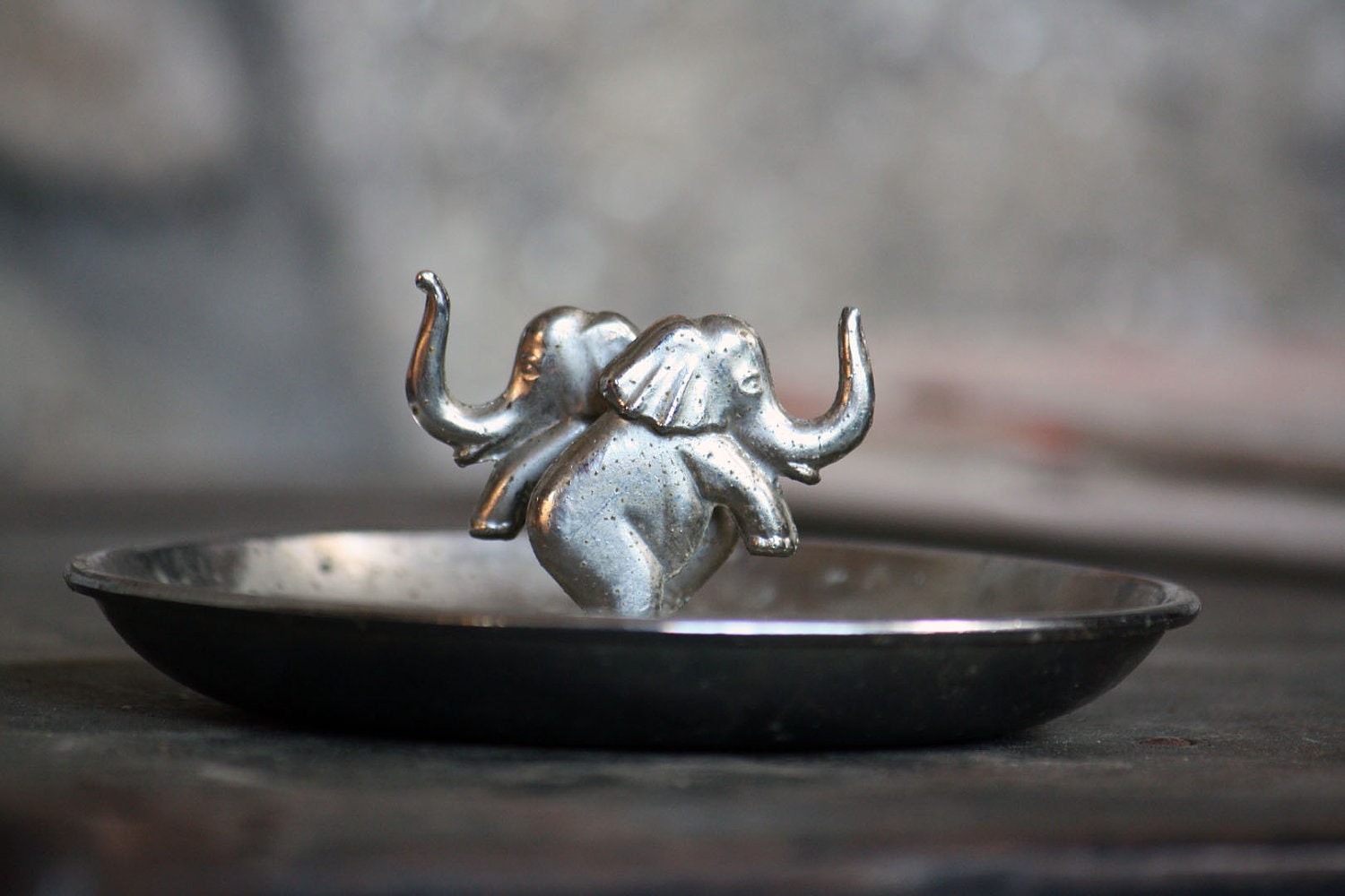 Vintage Elephants Chrome Ashtray Change Tray A by OneDecember