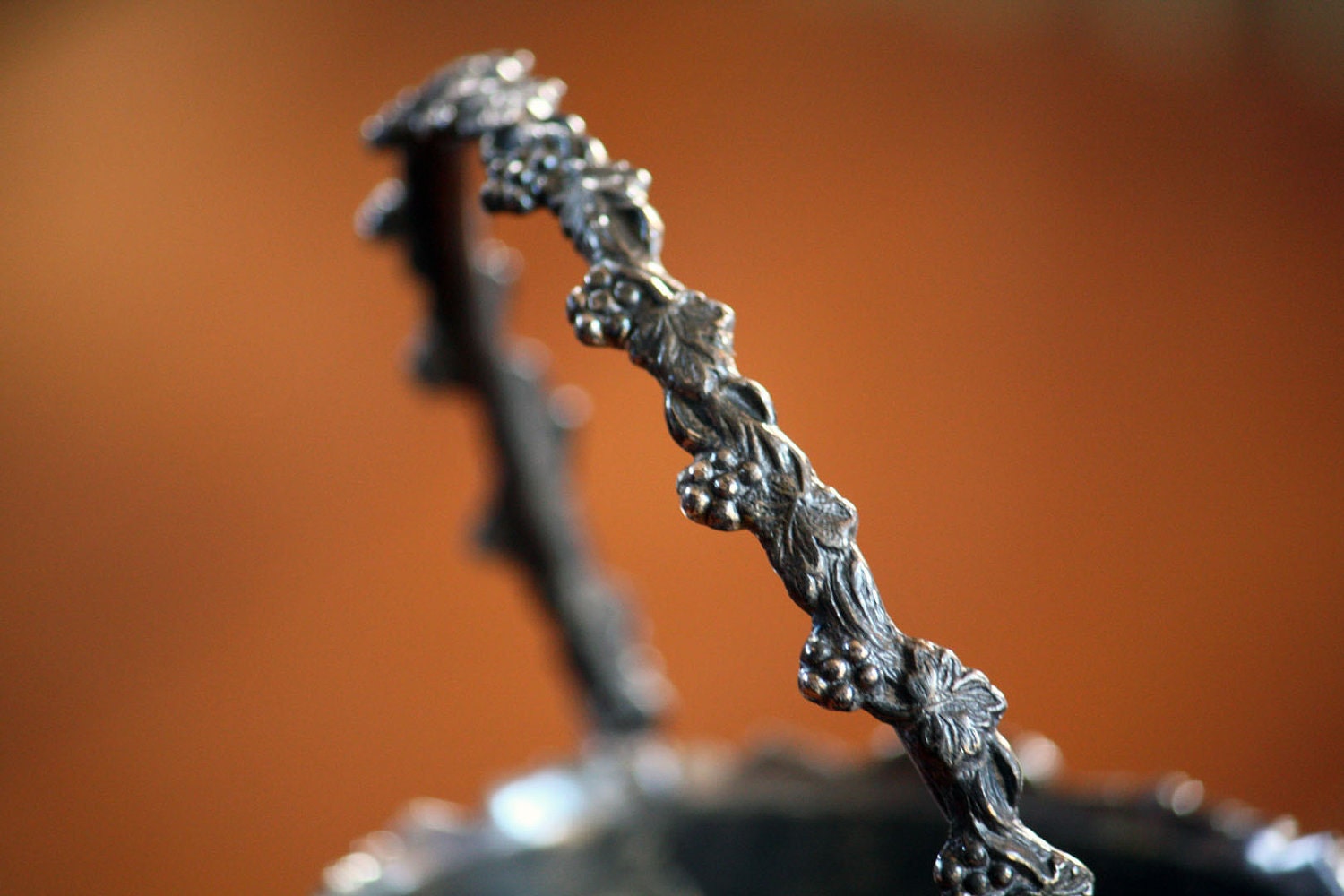 Vintage Silverplate Ornate Basket, Pierced, Grapes Pattern Detail, Silver Plate Handle Pedestal, Victorian Antique Home Decor