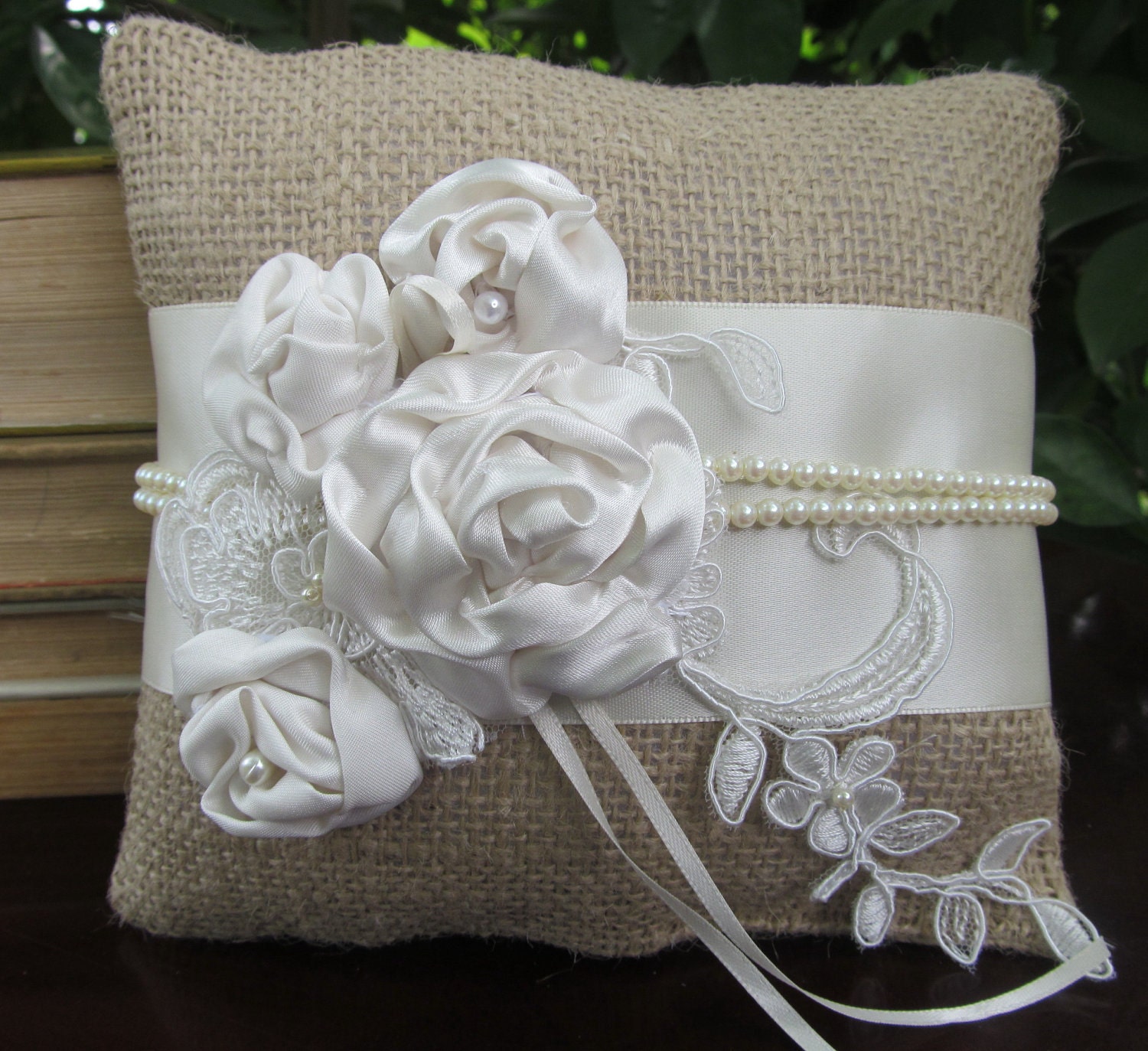 Ring Bearer Pillow - Bridal Satin, Bridal Lace, Silk, Burlap, Organza, Tulle, Beads - YOU CHOOSE COLOR