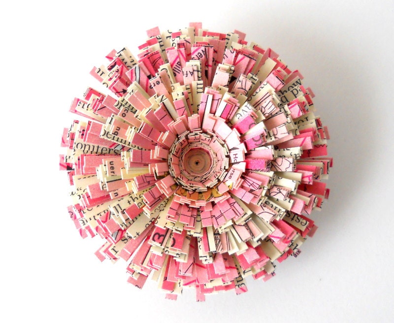 Magnet, Vintage Paper, Handmade Flower - Pink, Pretty, Writing, Text, Antique Paper, Feminine, For Her, Lovely, Cute