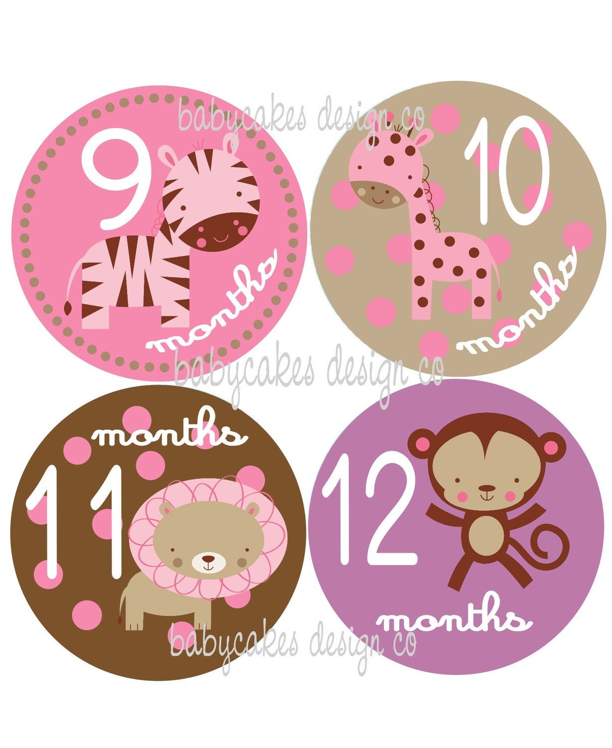 Monthly Onesie Stickers... Girly Safari...Fast Shipping...original seller