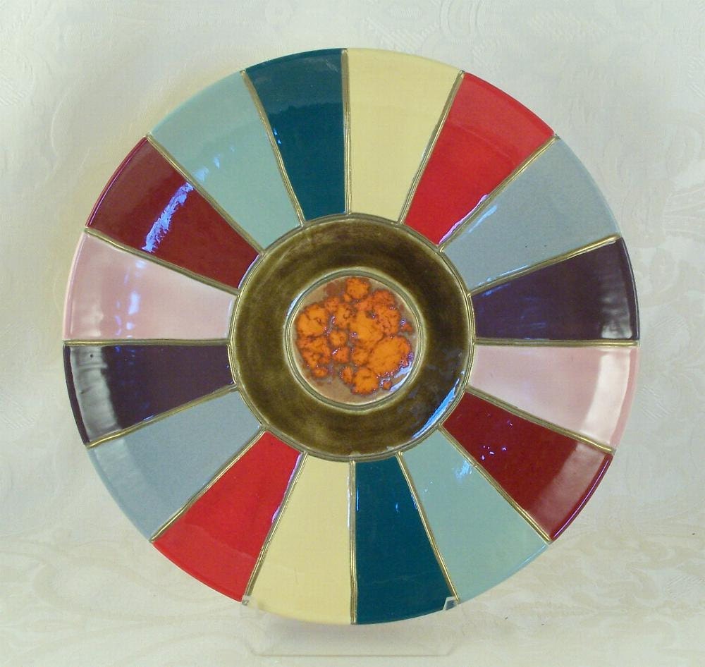 Ceramic Collectors Plate with Sun Ray Design