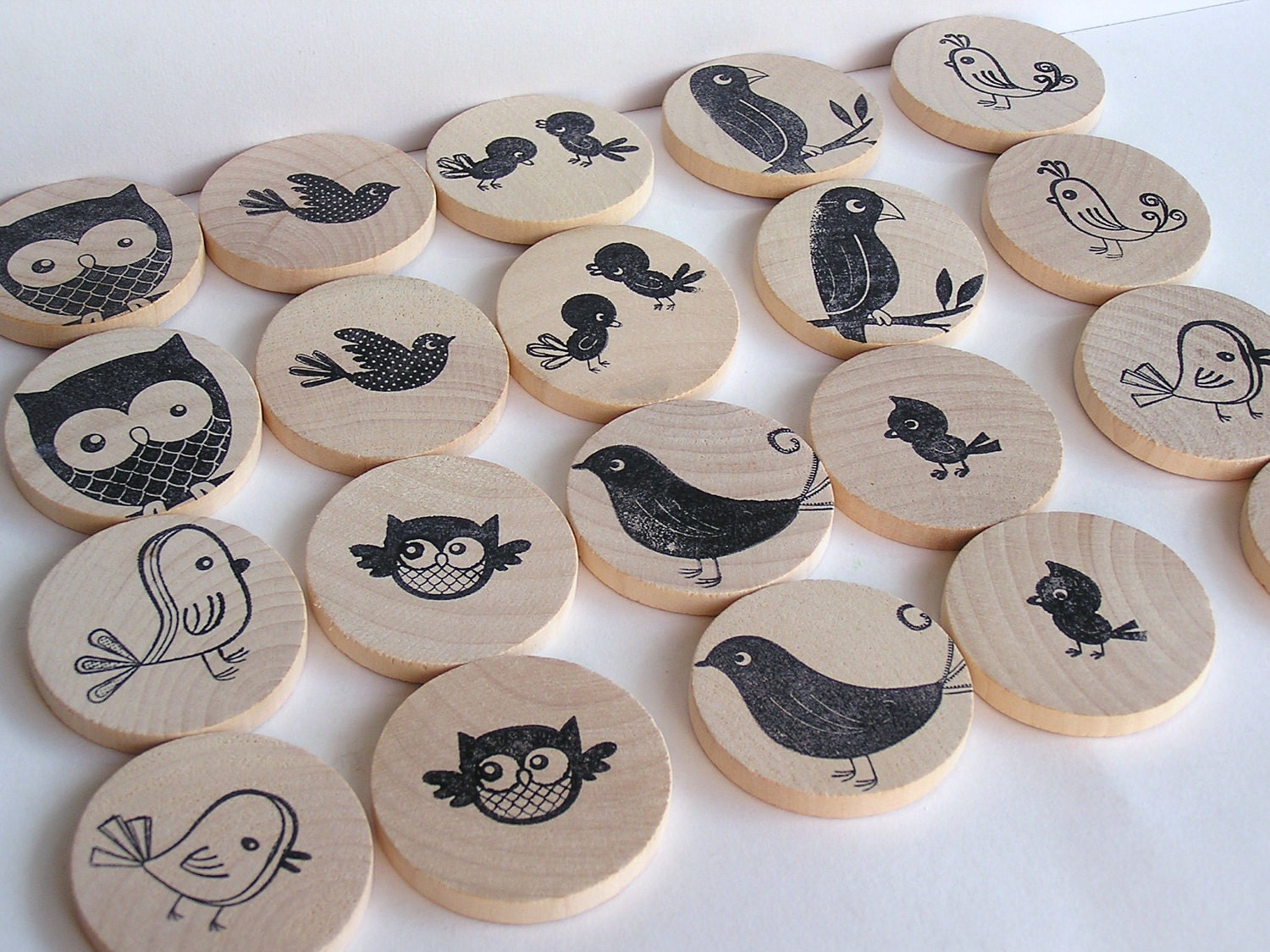 Waldorf-Natural Wood Toy- MATCH ME-Birds -Big Kid Edition- Eco -Memory Game