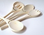 Wooden -Waldorf- Kids -Toy-Natural Wood Toy- Pretend Kitchen - Cookware