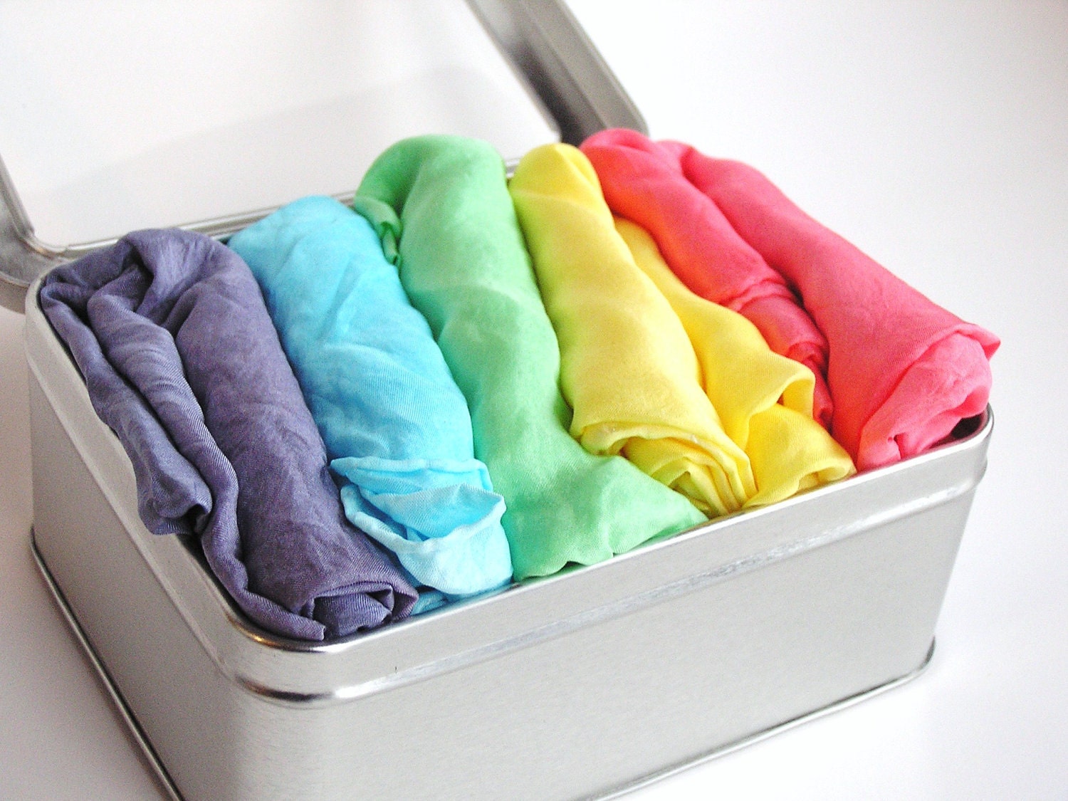 Waldorf-5 Large Play Silks- Rainbow IMAGINABLES Set -- Play Scarves- Natural Pretend Play