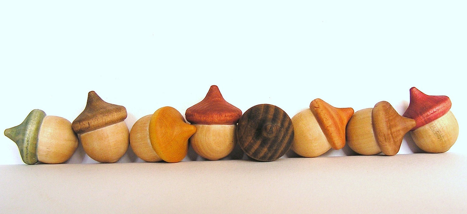 Wooden -Waldorf- Kids -Toy-Waldorf Natural Wood Toy- Autumn Acorns- Seasonal Education Fun- Featured on Etsy Front Page
