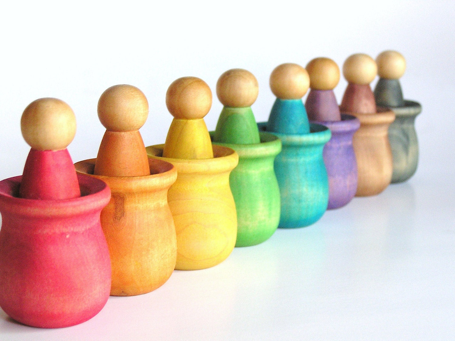 Waldorf-Wood Toy- The ORIGINAL Peek-A-Boo Princess DELUXE Edition Waldorf Montessori Educational Rainbow Toy