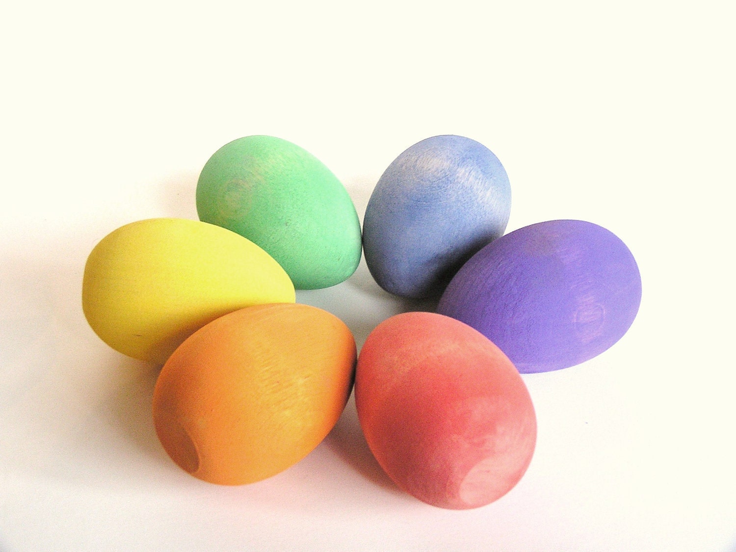 Wood Toy- RAINBOW Easter Eggs- Waldorf- Montessori- Nature Table- Pretend Kitchen