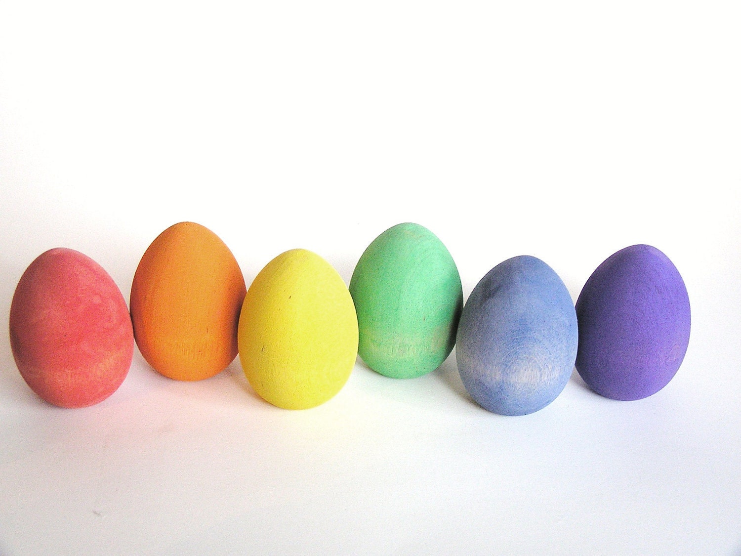Wood Toy- RAINBOW Easter Eggs- Waldorf- Montessori- Nature Table- Pretend Kitchen