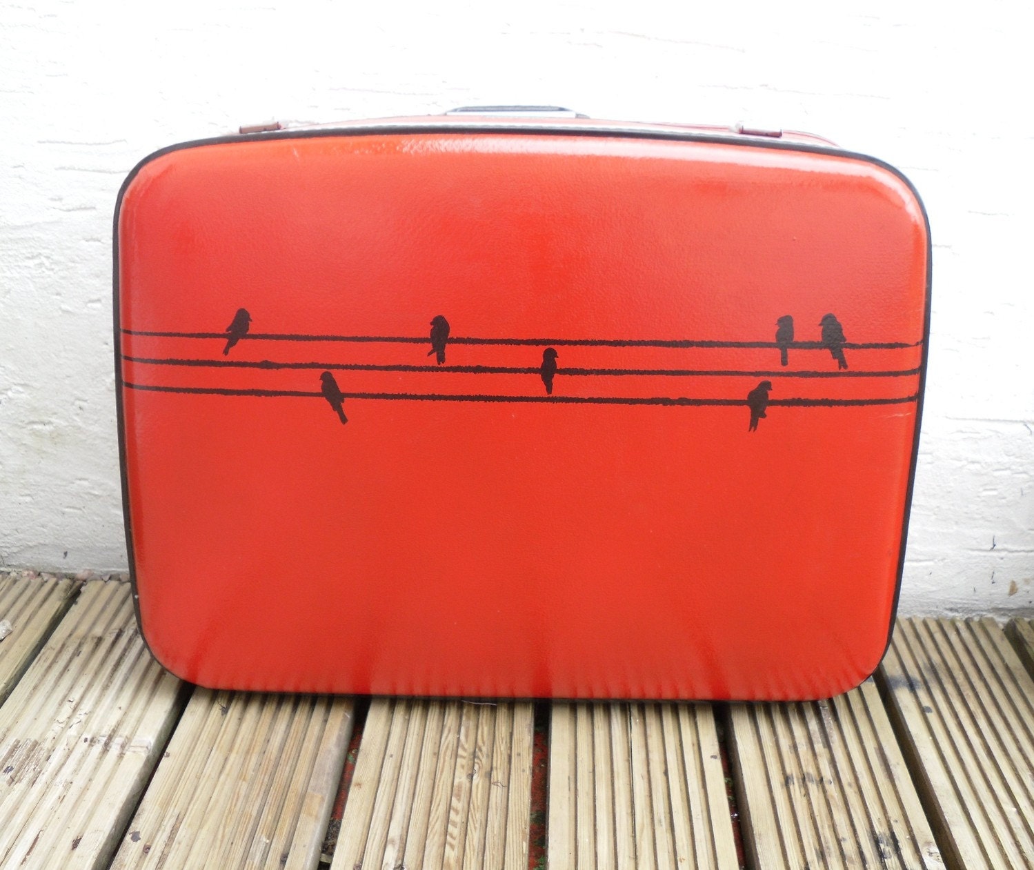 Upcycled Birds On A Wire Suitcase