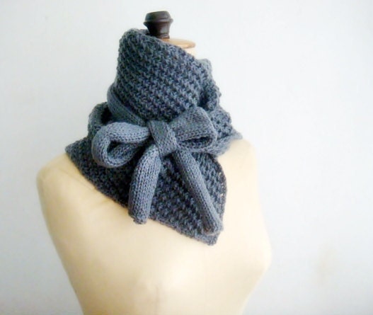 PDF PATTERN Knitted Cowl Bow Neck Warmer 14