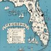 Florida Vintage Map - Map Art - High Res  DIGITAL IMAGE of a 1930s Vintage Picture Map - Aqua Turquoise Teal - Charming & Fun - Weddings Map