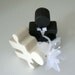 Functional Wedding Cake Topper Bride and Groom Classic Black White Salt Pepper Shakers