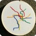 Washington DC Metro Map Embroidery Hoop Art. Hand Embroidered.