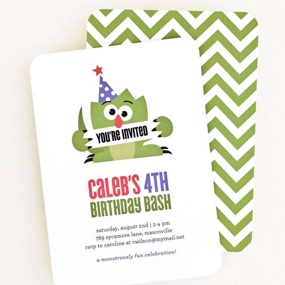 Monster Birthday Party Invitation, Boy Party Invitation // Set of 6 // MONSTROUSLY FUN